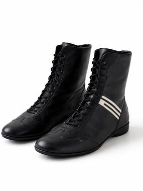 Paul Green Black Leather Lace Up Ankle Boots US 9 EU 40 Minimalist